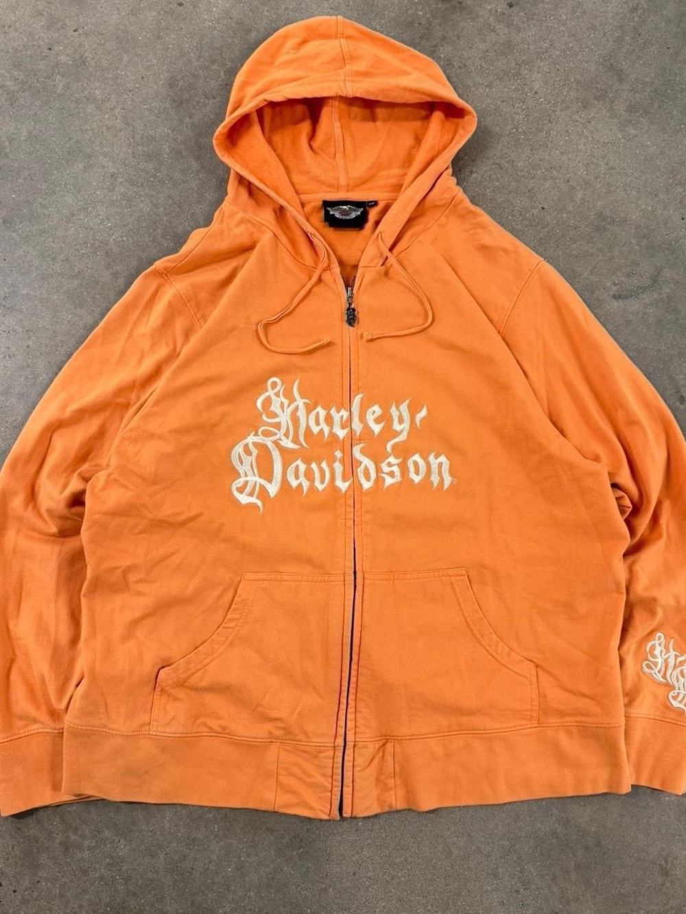 Harley-Davidson Orange Hoodie with White Script Logo